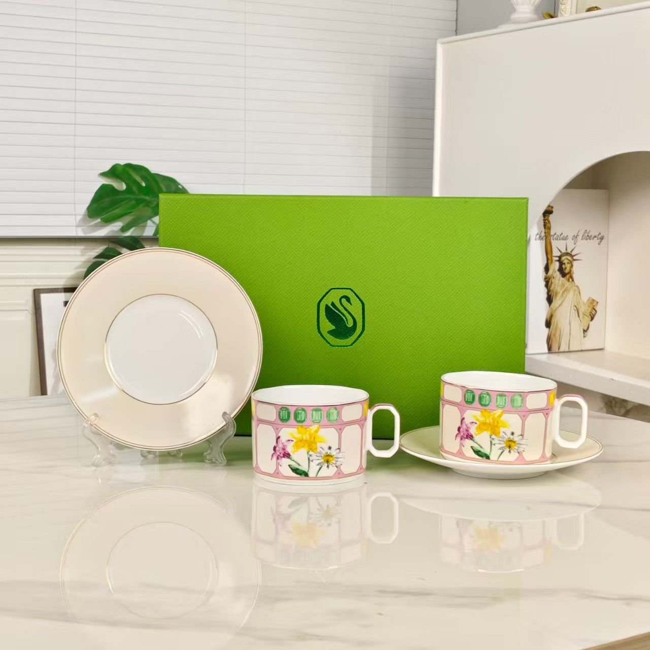 Swarovski tea set of two cups Rosenthal Idyllia Tea Cup & Saucer Marshmallow - Swarovski Cups | Aleppo Gift UAE